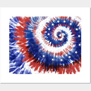 4th of July tie-dye Spiral Posters and Art